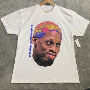 Rodman Apparel Shirt Men Large Worm Big Head White Tee Basketball Y2K Dennis NBA